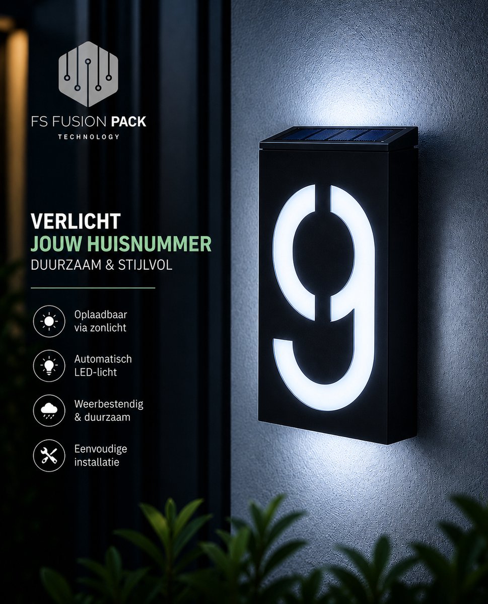 LED Solar Huisnummer Verlichting – Modern & Waterdicht –Digitale Lamp-Cijfers-Led-2026- Buitenlamp op Zonne-Energie – Decoratieve Tuin- en Gevelverlichting Huisnummer bord – Digitale Lamp-Cijfers-Led-2026