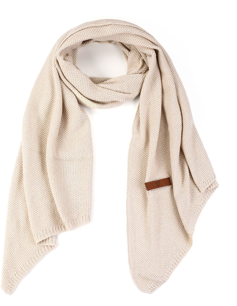 Gebreide Wintersjaal – 100% Katoen (Luxe Basic) - Beige