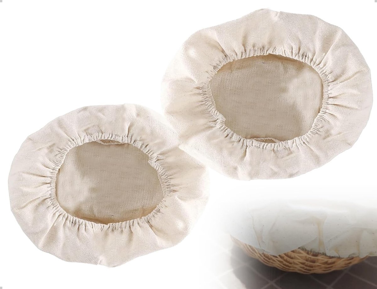 Dailygoods - Linnen Inserts - Brood Bakken Accessoires - Beige - Fermentatie Mand - Ideaal voor Deeg - Geschikt voor Ronde Mand 25 x 8 cm