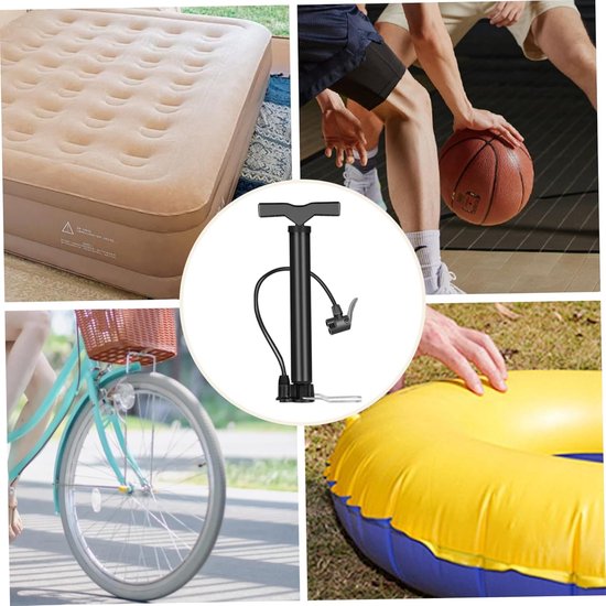 1 set - Draagbare pedaalluchtpomp - met drukmeter voor nauwkeurig oppompen - Bandenpomp - Balpomp - 3,2*32,6 cm - Voor fietsen, scooters, motoren, ballen en buitengebruik - Zwart — afbeelding 4