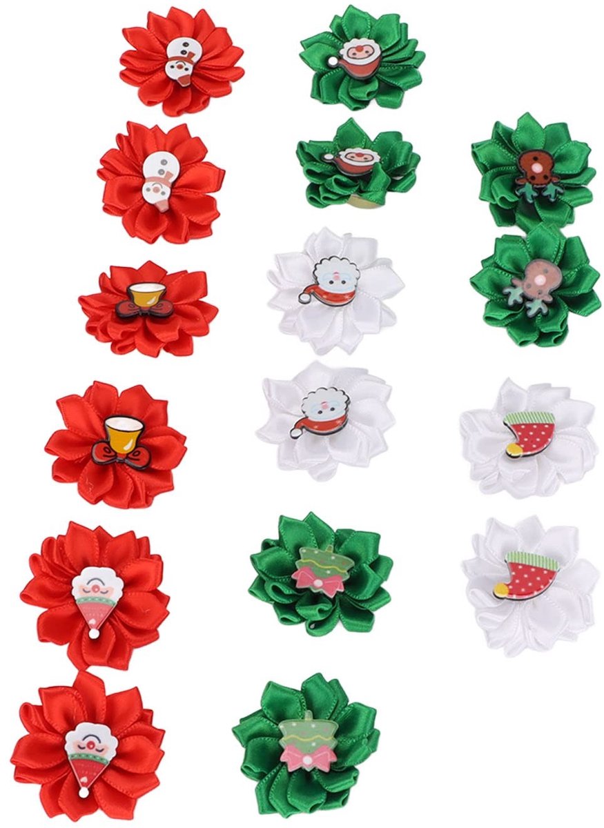 Dailygoods - Hond kerst bloem haarelastiekjes - Kerstaccessoire - 16 stuks - Aantrekkelijke hond elastiekjes - Geschikt voor kleine en middelgrote hon