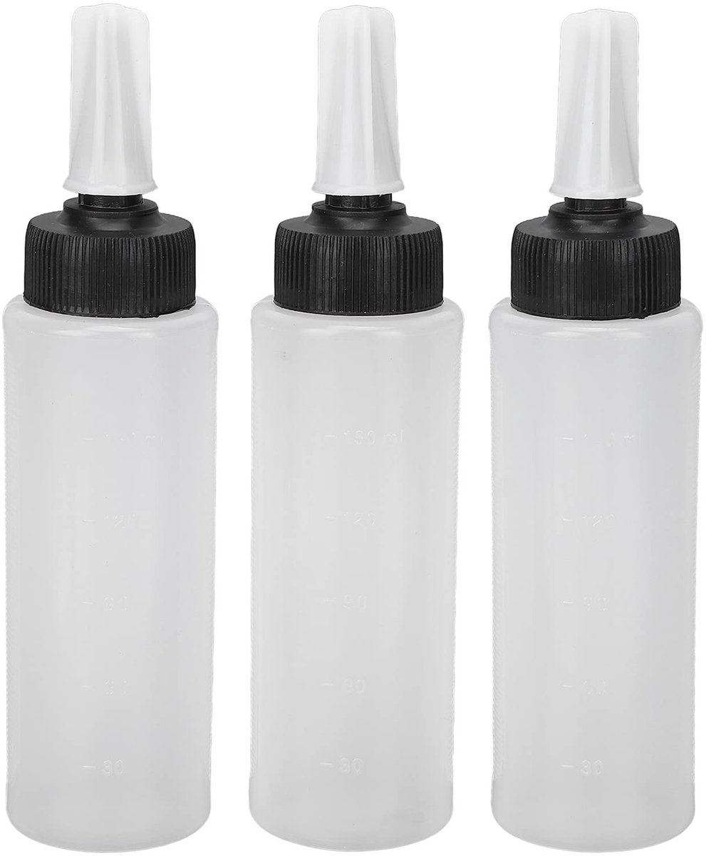 Elzusha - Lekvrije Plastic Fles - Haarkleur Applicator - Met Dop - Hervulbaar - Kappersaccessoire - Voor Lange Haar - 3 Stuks