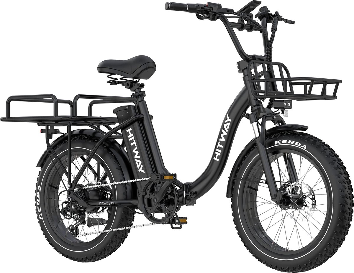 Hitway Elektrische Fiets BK6S Plus - 20*4.0 Inch Fat Tire City Commuter EBike met Afneembare 48V 25 Ah Lithium Batterij - Opvouwbaar Mountain E-Bike met 250W Motor - 7 Versnellingen - IP54 Waterdicht