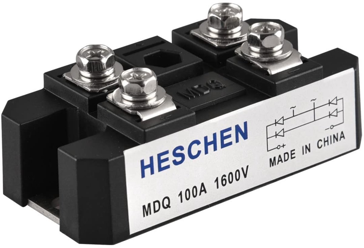 Elzusha - Eenfase-bruggelijkrichter - Voedingsspanning DC-motor - 100A vermogen - Compact formaat - 4 schroefklemmen - Ideaal voor omvormers - Betr...
