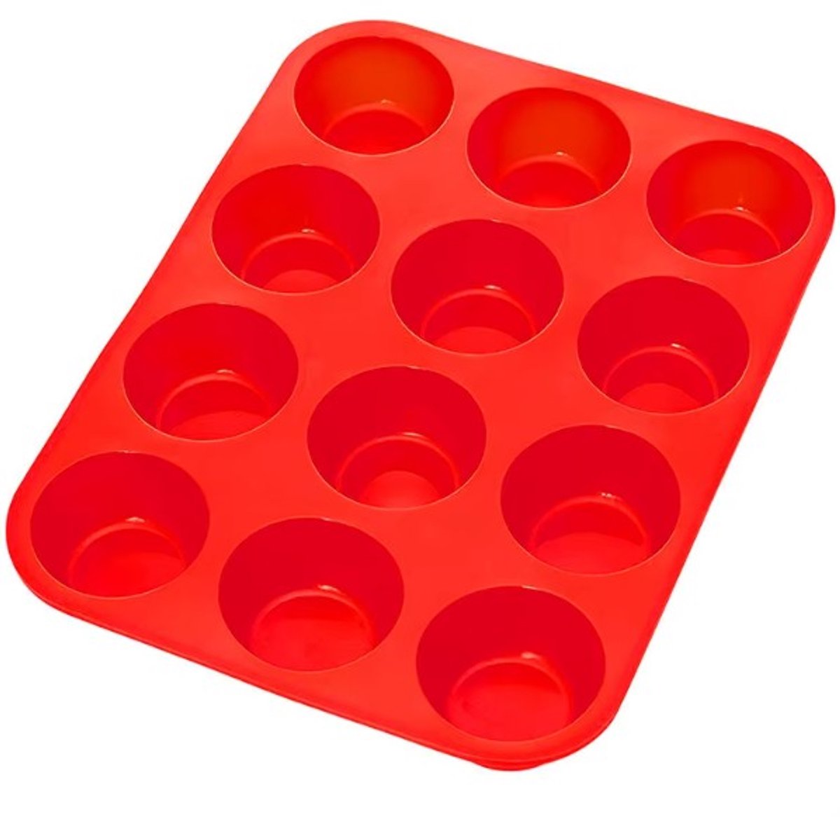 Go Go Gadget - Siliconen bakvorm - 12 Muffins/ Cupcakes - Bak accessoire - 1 stuk - Rood