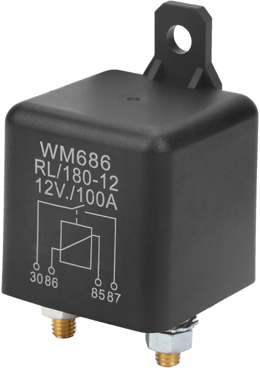 Dailygoods - Automatische Startrelais DC 12V - 100A 2-polig - Accu Aan/Uit - Betrouwbare Schakelaar - Geschikt voor voertuigen - Eenvoudige installati