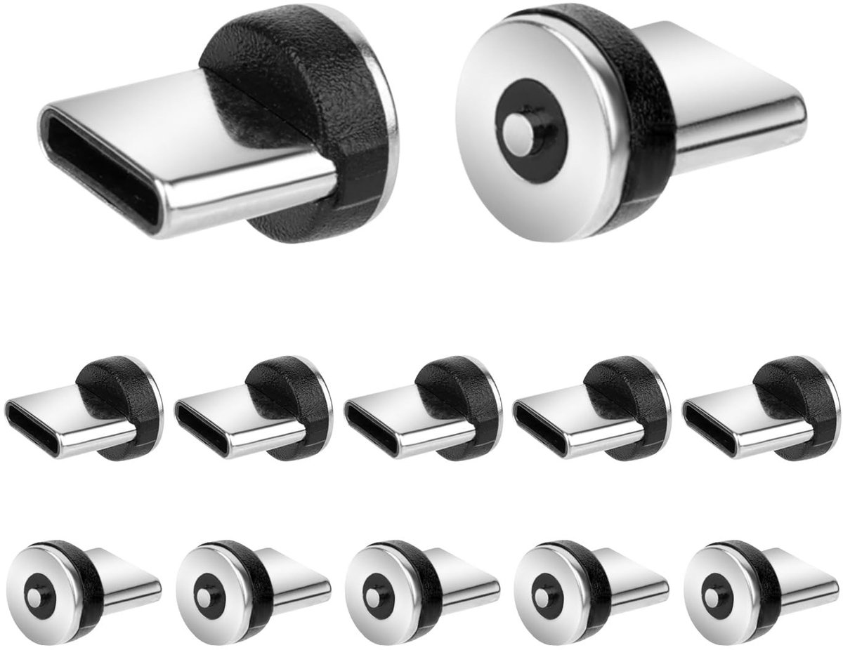 Dailygoods - Magnetische Oplaadpunten - Oplaadplug voor Smartphones - Sterke Magneet - Type C - Tablet Opladen - 12 Stuks - Geschikt voor Smartphones