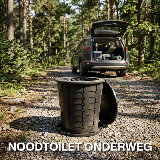 Camping toilet, prullenbak, krukje (3in1) inklapbaar en draagbaar - toiletemmer met deksel, mobiel opvouwbaar voor onderweg - wc emmer van Camping — afbeelding 2