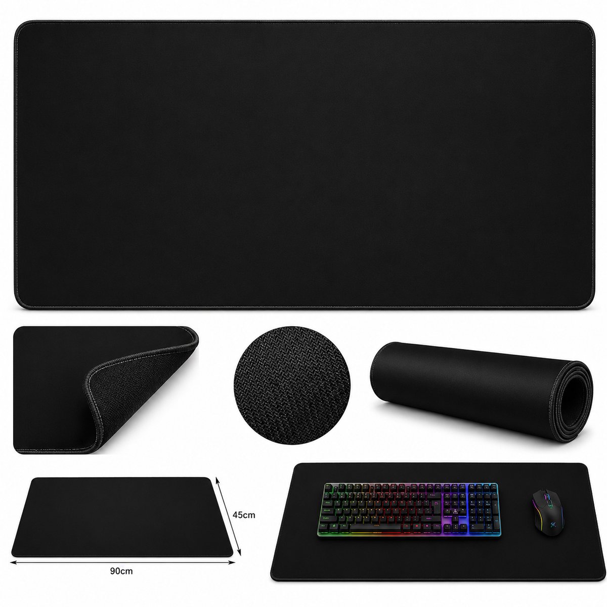 Muismat - Bureau onderlegger - Gaming Mousepad XXL - Game Muismat - Onderlegger - Grote Muismat - Anti Slip muismat - Desktop Mat - Zwart - 90 x 40 CM -