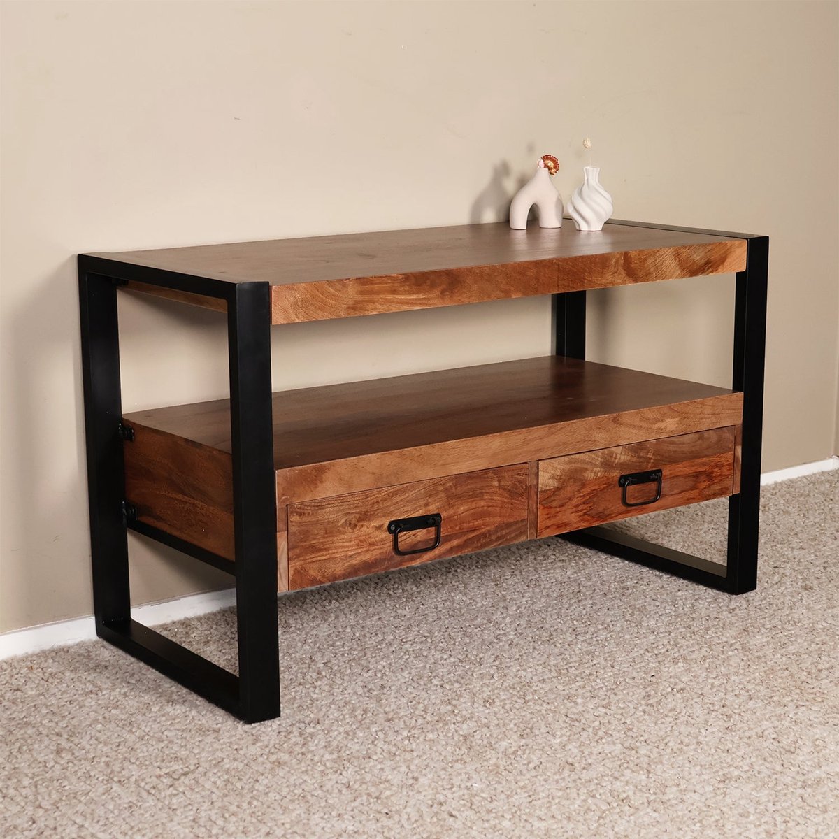 Lizzely Garden & Living Tv meubel bruin mangohout 100cm Linde tv kast duurzaam mango massief hout tv-meubel