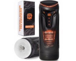 PureVibe® Pleasure Pulse V2 - Automatische Masturbator voor Man - Blowjob Simulator met Warmtefunctie - 18 Standen - Pocket Pussy - Seksspeeltjes voor Mannen - Zwart