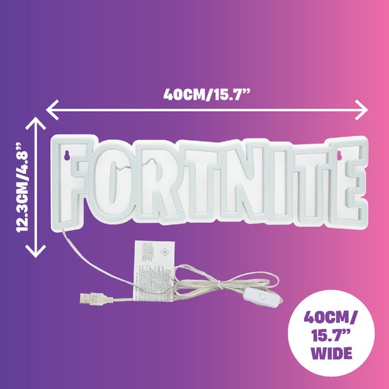 Fortnite Logo LED Neon Wandlamp, Officieel Gelicentieerde Gaminglamp met Stroomkabel voor Huis, Slaapkamer, Woonruimte Decoratie, Cadeau voor Jongens - Paladone van Paladone — afbeelding 4