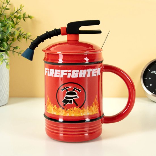 Keramische Brandweermok - 400ml - Inclusief Deksel en Lepel