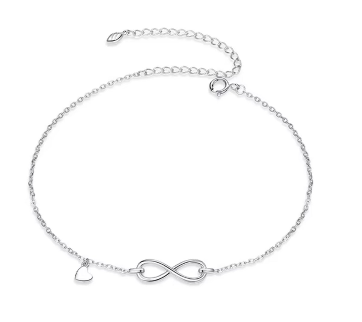 N3 Collecties Enkelbandje met oneindigheidssymbool van echt 925 sterling zilver voor dames