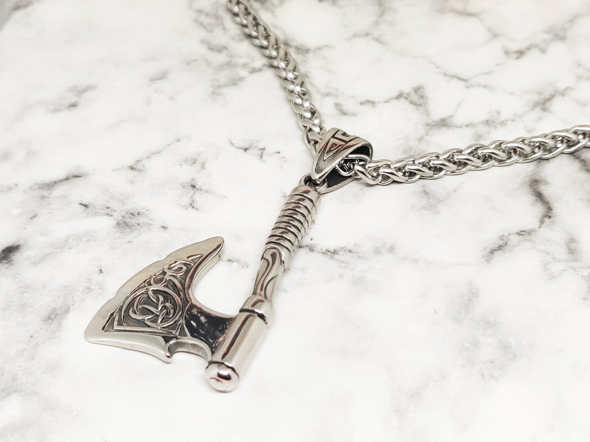 Mei’s Viking with Axe - Ketting - Bijl - 316L RVS - Zilver - 50 cm