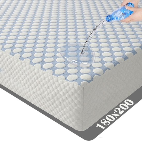 Waterdichte Matrasbeschermer 180 x 200 cm met Verkoelend Materiaal - Antibacteriëel - Rondom Elastiek - Waterdichte Matras Beschermer Incontinentie Matrasbeschermer - molton 180cm x 200 cm
