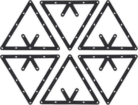 Dailygoody - Amerikaanse Pooldriehoek - Biljartkeu-accessoire - Zwart - 6-delige Set - Positionering Balhouder - Geschikt voor Kleine Biljarttafel van Merkloos — afbeelding 5