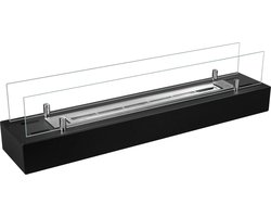 Bio-ethanol haard inbouw 700 mm zwart met glas – 0,75L brander – moderne sfeerhaard tot 2 kW