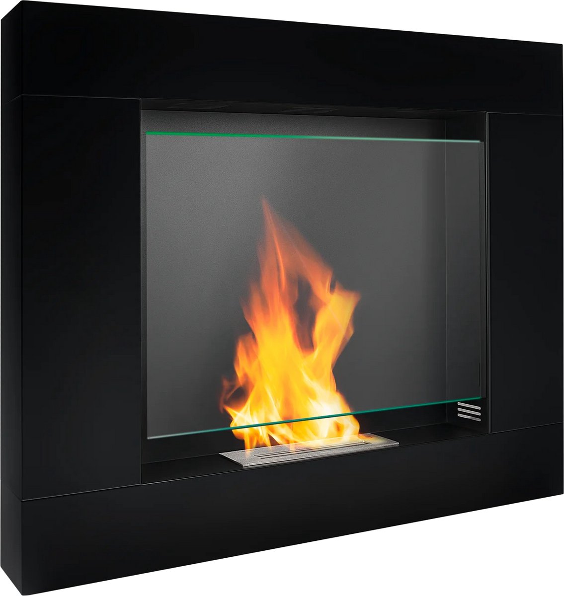 Bio-ethanol haard Asne zwart – vrijstaande schouw haard met glas – 1,5L – 2 kW – moderne sfeerhaard