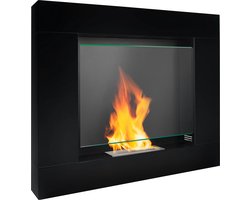 Bio-ethanol haard Asne zwart – vrijstaande schouw haard met glas – 1,5L – 2 kW – moderne sfeerhaard