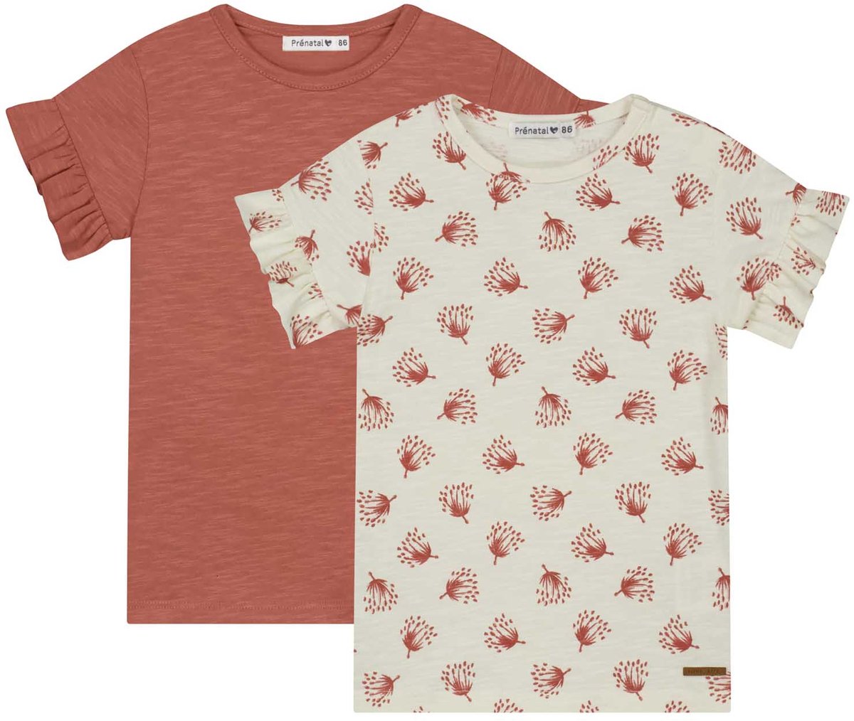 Prénatal peuter T-shirts 2 stuks - Meisjes - Bruin - Maat 86