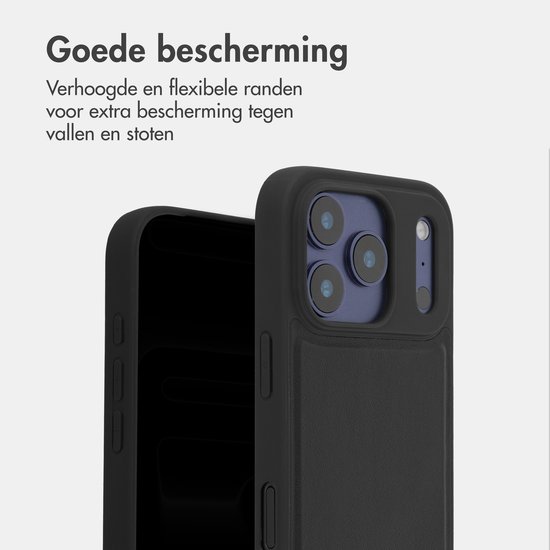 Zwarte telefoonhoes met verhoogde, flexibele randen.