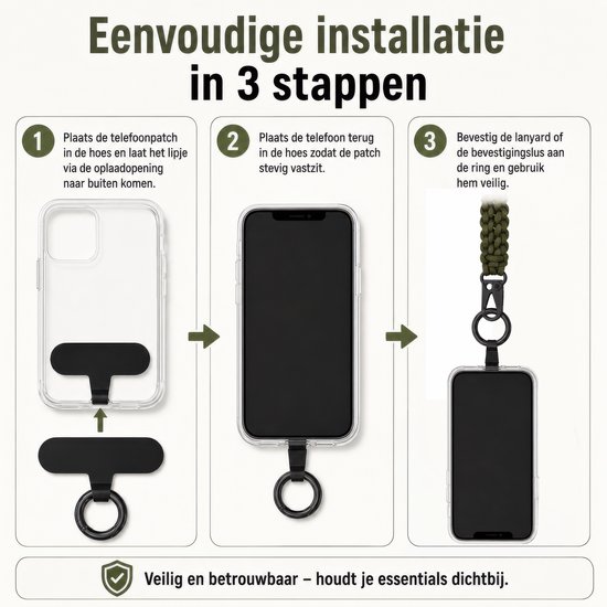 Cordon paracorde Heavy Duty – Lanière porte-clés – Cordon téléphonique universel/chaîne téléphonique – Lanière – Support pour carte/clés – Lanière de téléphone/mobile – Lanière – Collier porte-carte d'identité