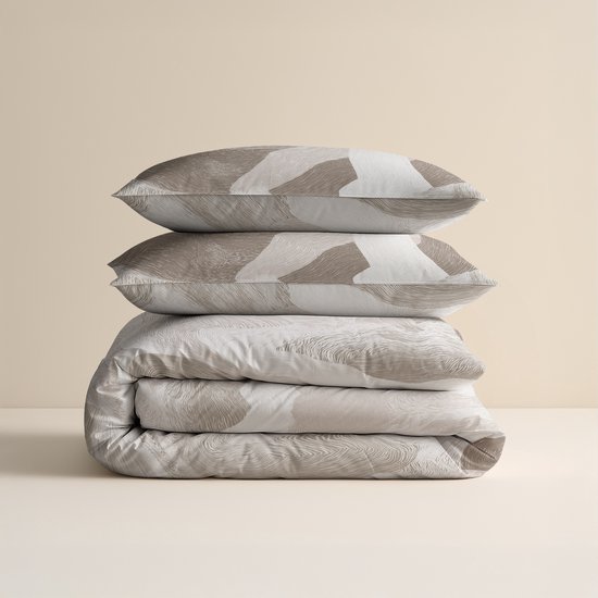 Sleeptime Dekbedovertrek Echo – 100% Katoen – Zandkleur – Ademend & Comfortabel – 200x220 – Beige — afbeelding 4