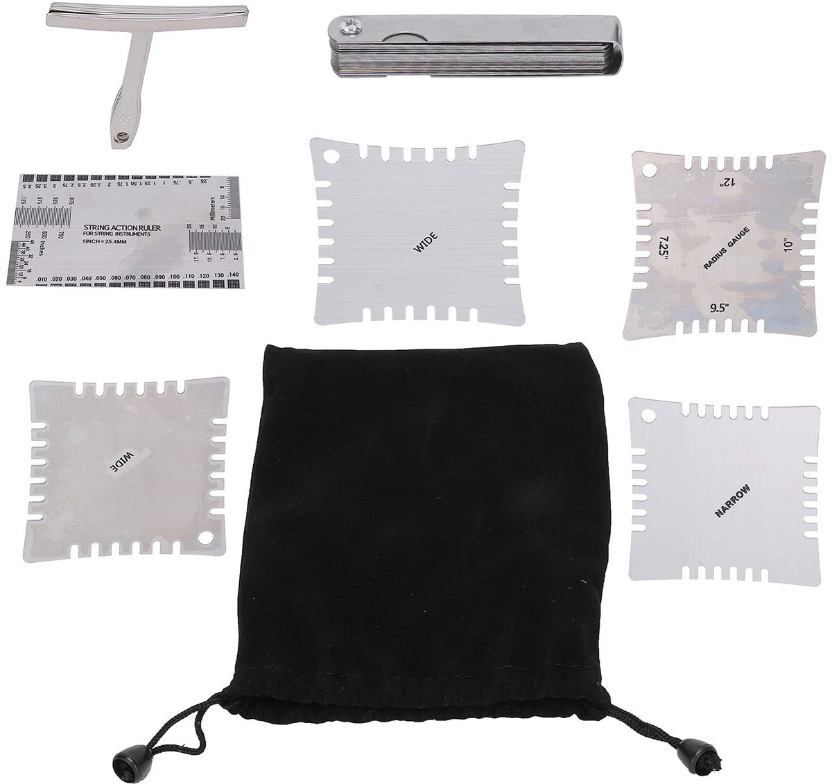 Smoakez - Gitaar Luthier Gereedschap - Nauwkeurige String Action Ruler - Roestvrijstaal - Hoogte Radius Meten - Gitaar Set Up Tool Kit - Geschikt v...