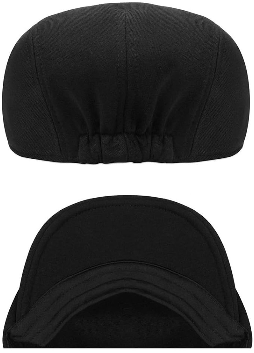 TOVBMUP Vintage Flat Cap - Baret - Vintage platte pet - Vizier - Heren pilotenmuts - Zwart