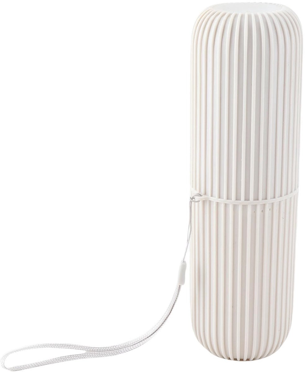 Livia home - Draagbare Tandenborstel Etui - Antislip - Grijs 19.6cm - Kunststof Beker - Compact voor Reizen - Geschikt voor Volwassenen