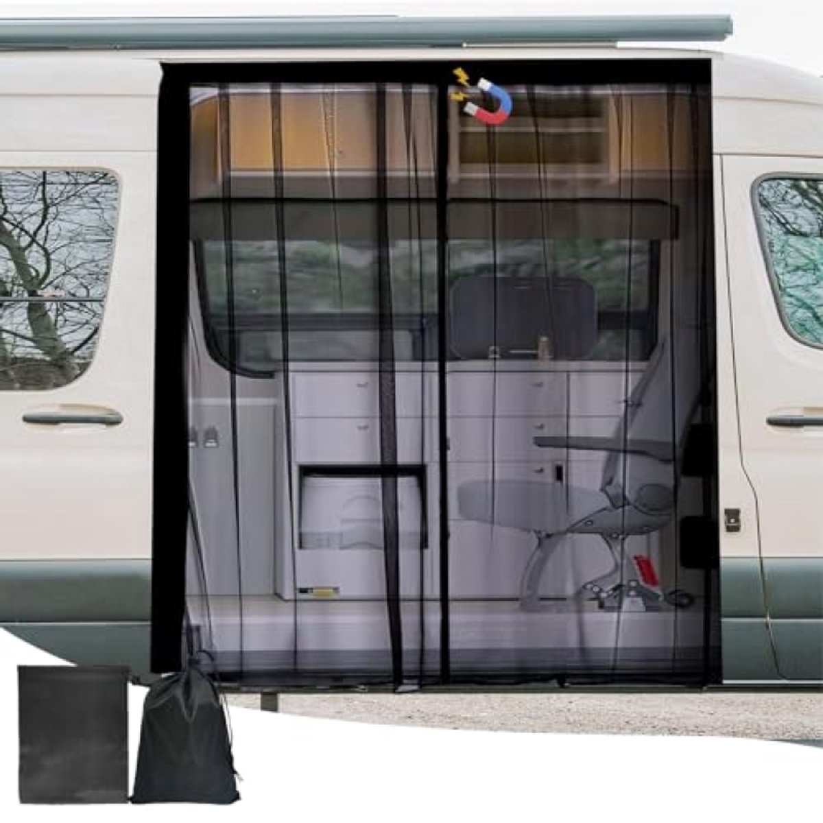 PromoHome Klamboe Magnetisch VW T5 T6 - Insectennet voor Schuifdeur en Achterdeur - Muggennet voor Camper, Van en Caravan