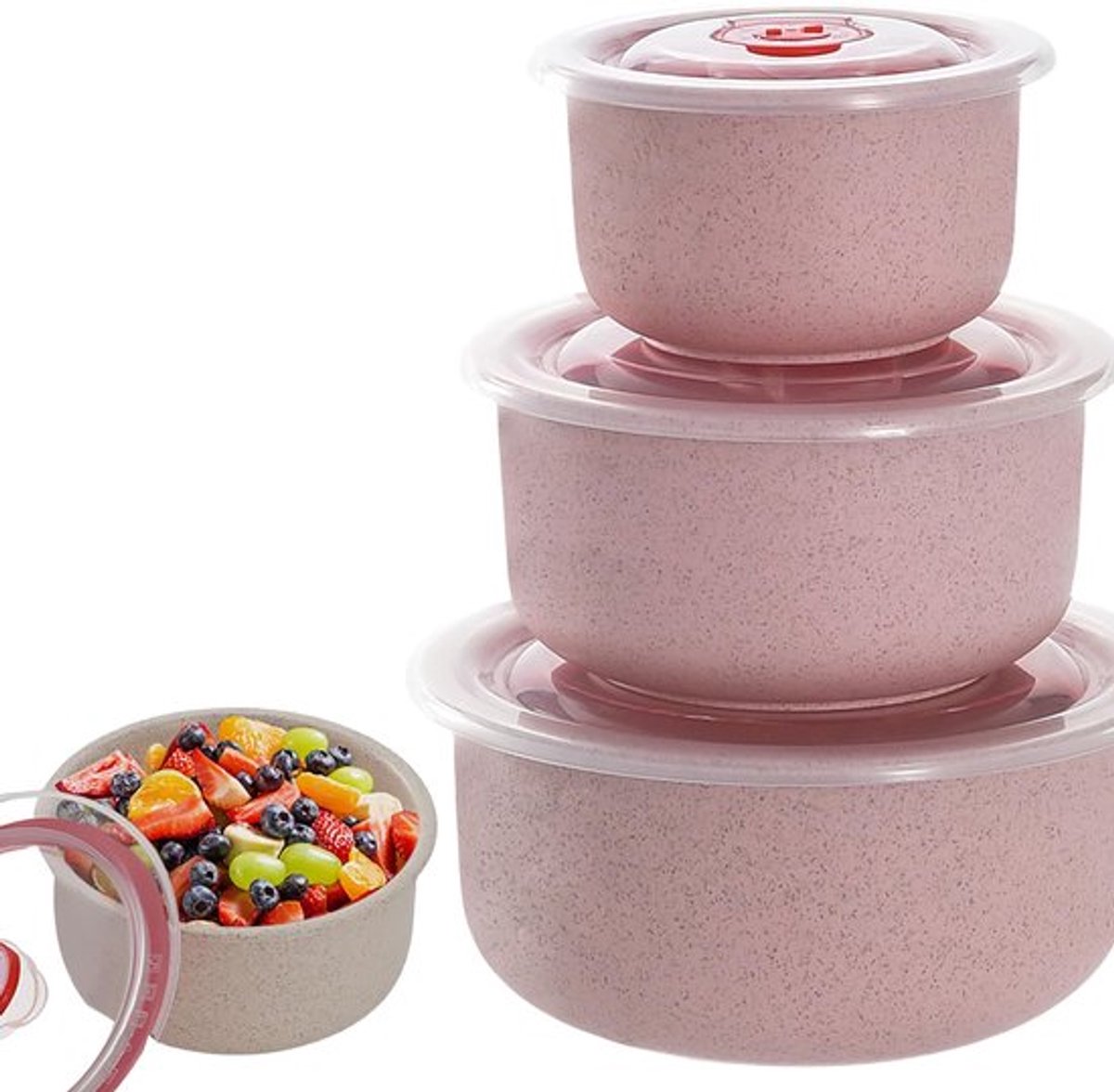 Set van 3 magnetronservies met deksel: magnetronschalen, vershoudbakjes, 260/480/900 ml, magnetron, multikom, lunchbox voor vaatwasser, magnetron, oven, koelkast