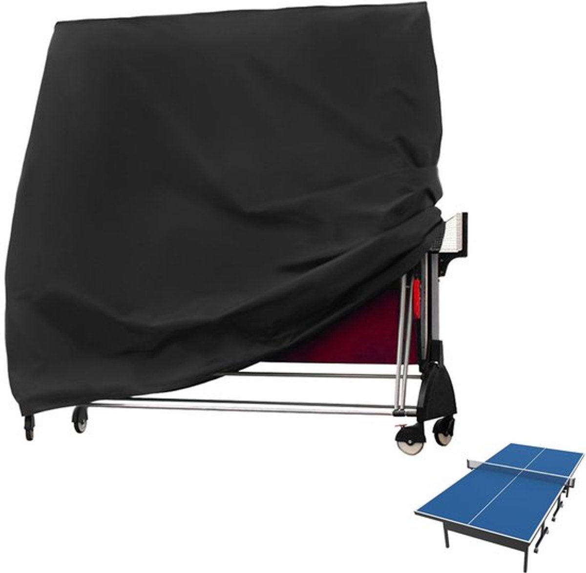 Tafeltennistafelhoes: Tafeltennistafel Buiten Waterdicht Winddicht UV-bestendig Oxford Stof, Tafeltennis Beschermhoes Tafeltennishoes voor Tafeltennistafel - 185×70×165cm