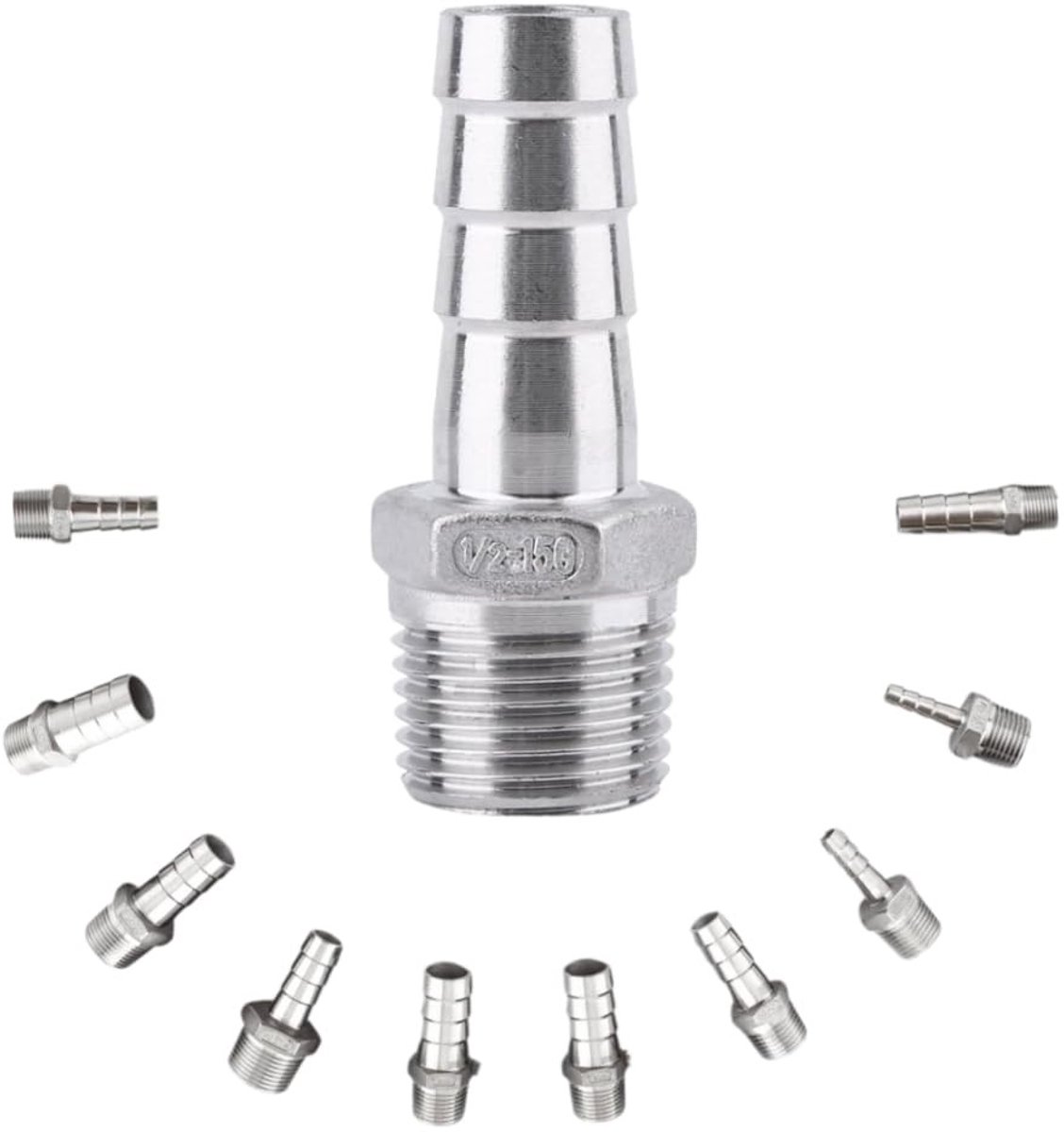 Dailygoods - Slangpilaarfittingen - Roestvrij staal - 1/2×15mm - Slangtuleconnector - Voor luchtleiding en waterleiding - Ideaal voor huishoudelijk ge