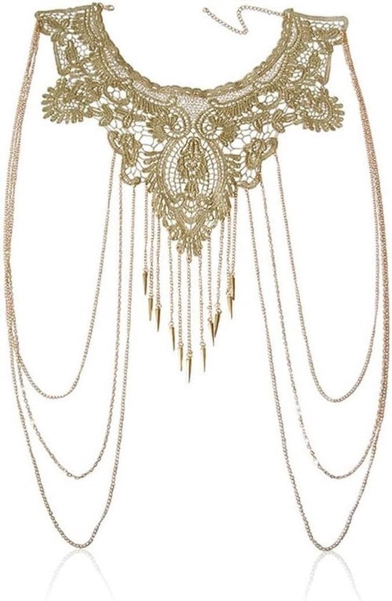 Lichaamskettingen Goudkleurig Kant Meerlaagse Kwasten 1CM Edelmetaal Kristal Sieraden