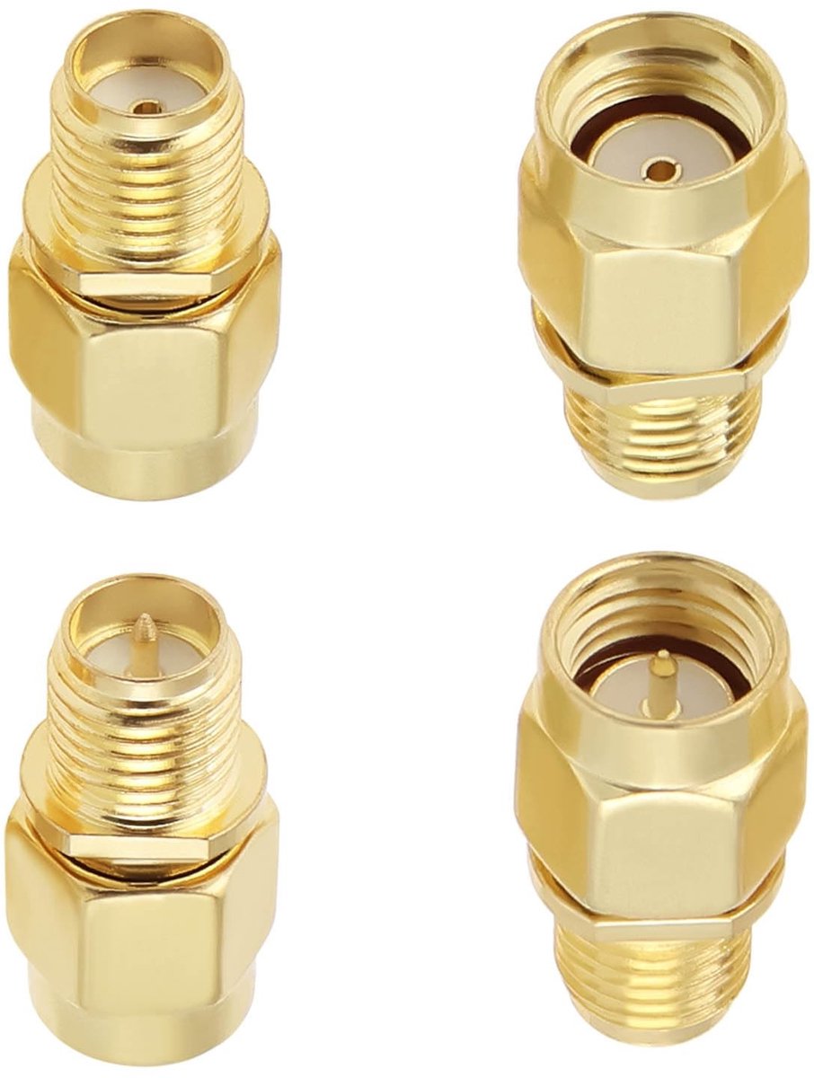 Dailygoods Coax Connector Kit - 4 Stuks - Goud - Coaxiale Adapter - Geschikt voor Antennes, Wifi en Audio