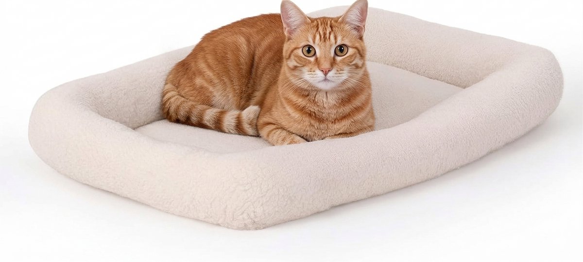 DOWO Kattenmand Wit - Fluffy Kattenbed - Kattenkussen - Poezenmand - Wasbaar - 40 x 60 cm