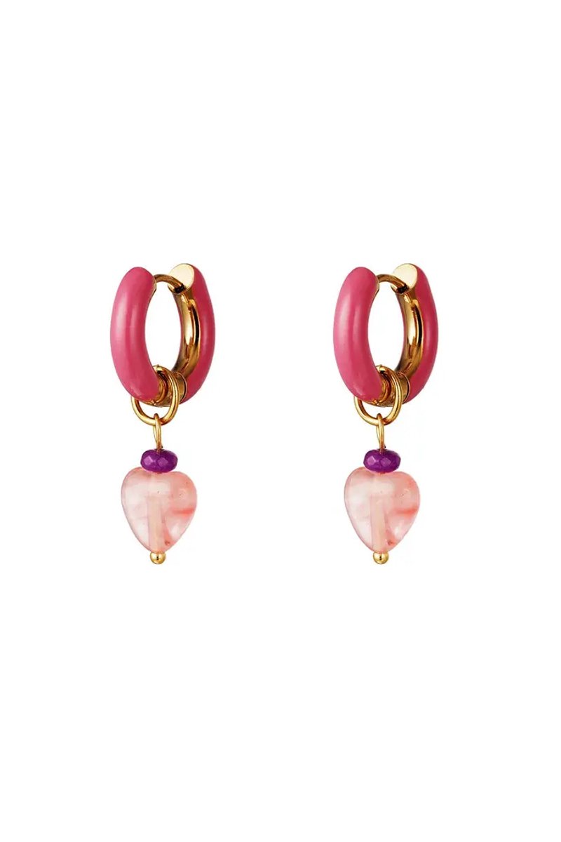 Roze hart oorbellen