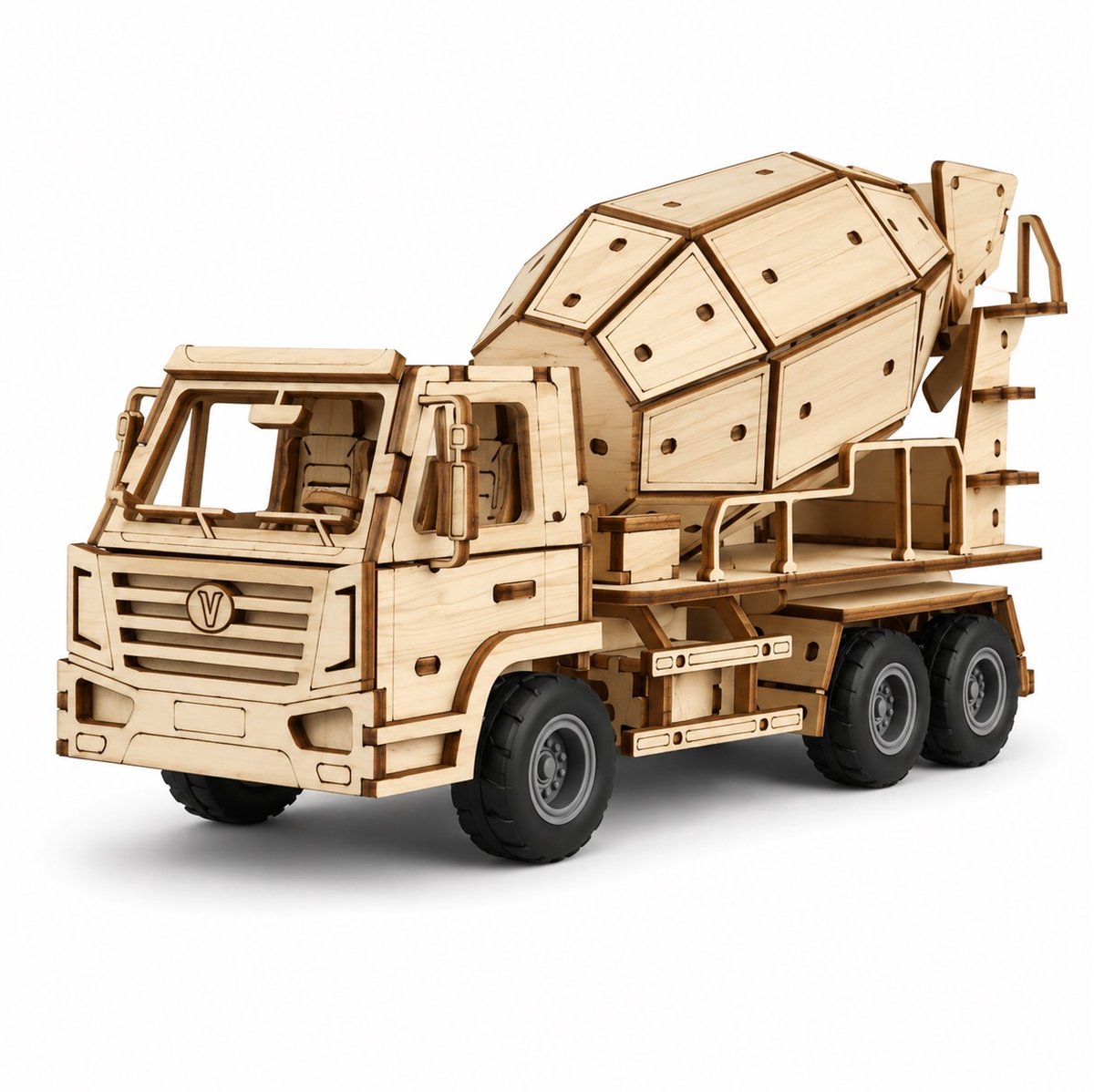 Betonmixer Vrachtwagen met pull-back 165-delig Houten DIY Modelbouw