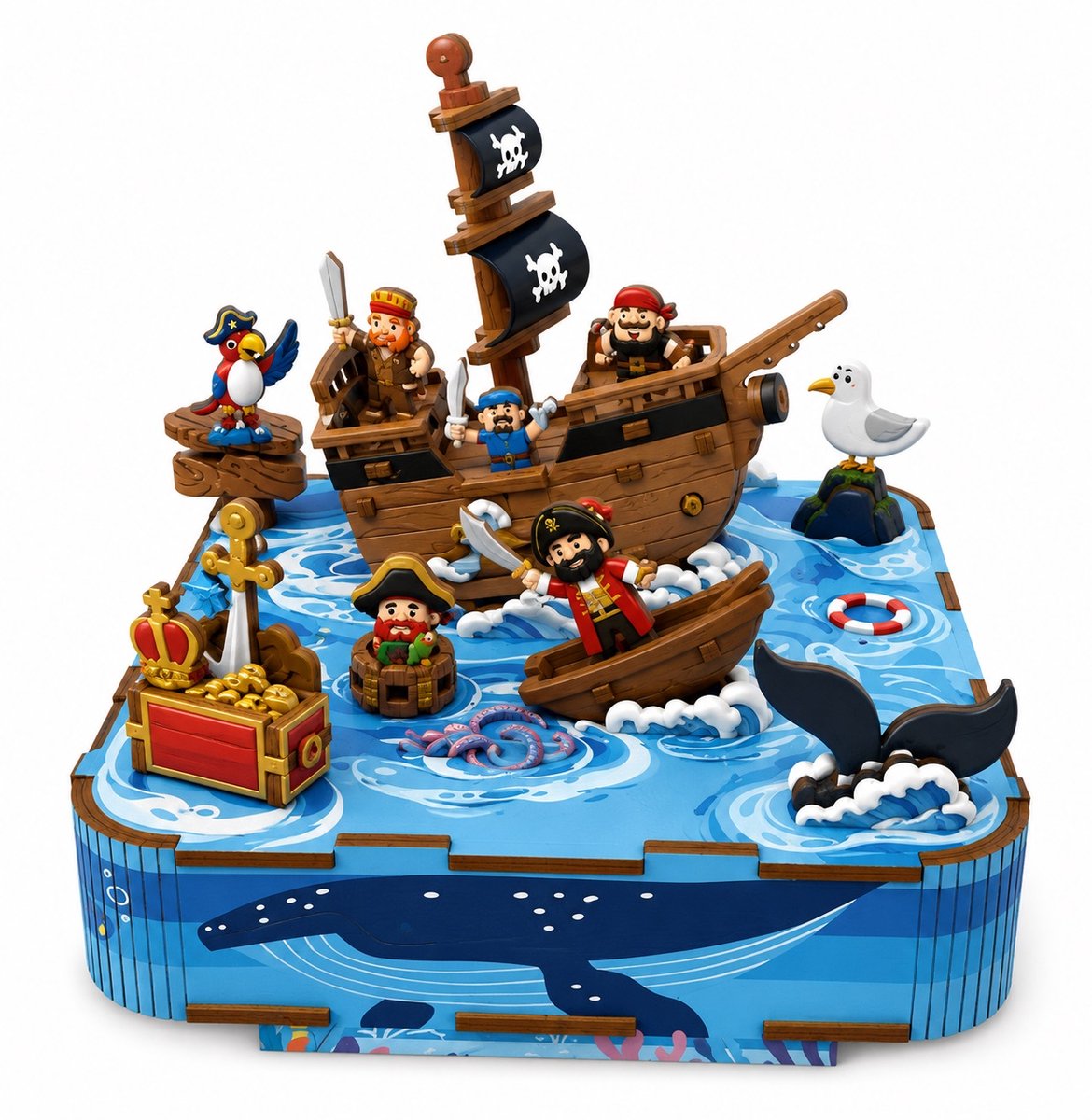 Beehub, Piratenavontuur op zee in 3D met muziek Houten Modelbouw Creatief & Educatief