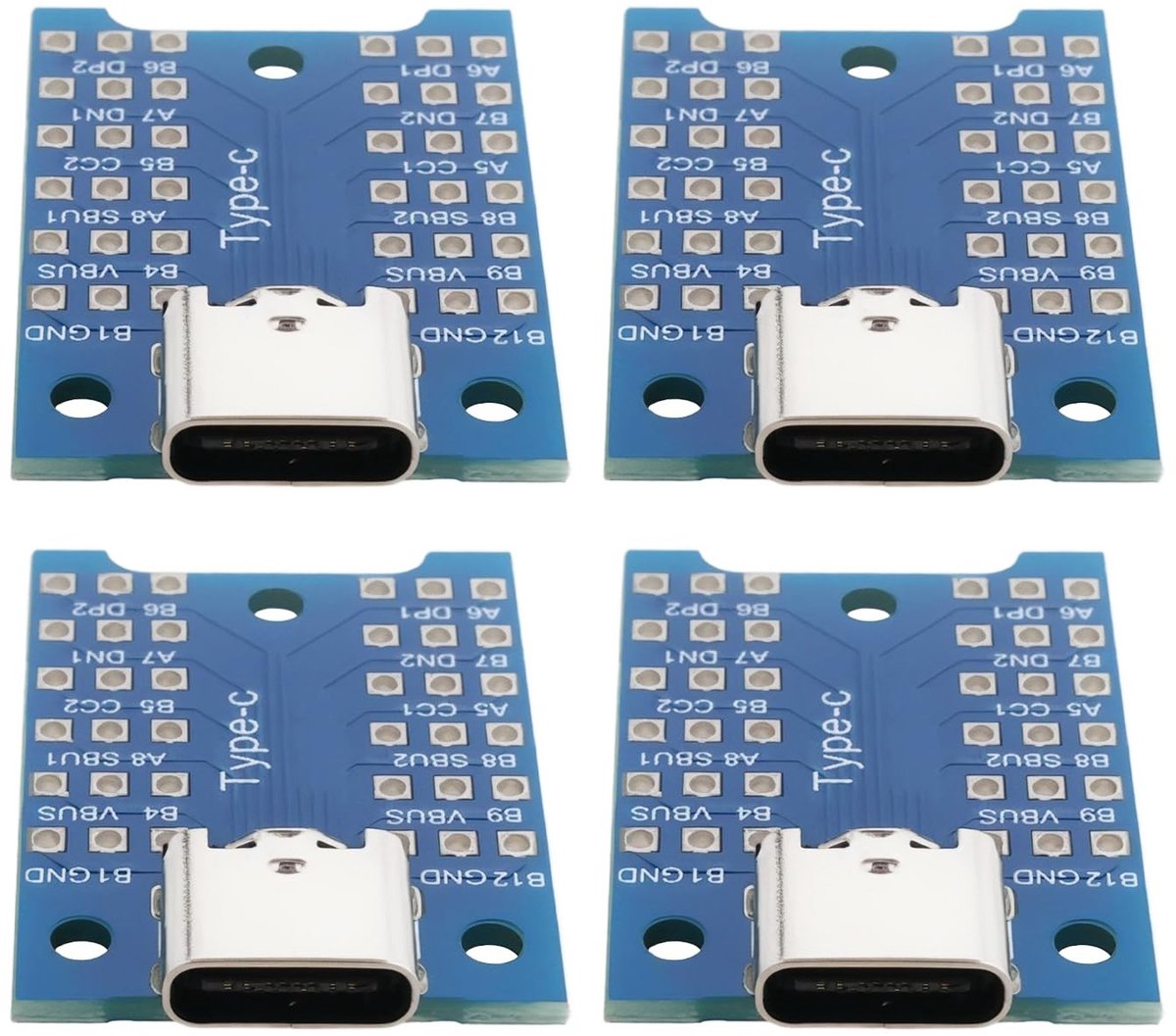 4 Stuks USB-C Adapter Bord USB 3.1 Type-C Female Breakout Board PCB voor Testen en Debuggen