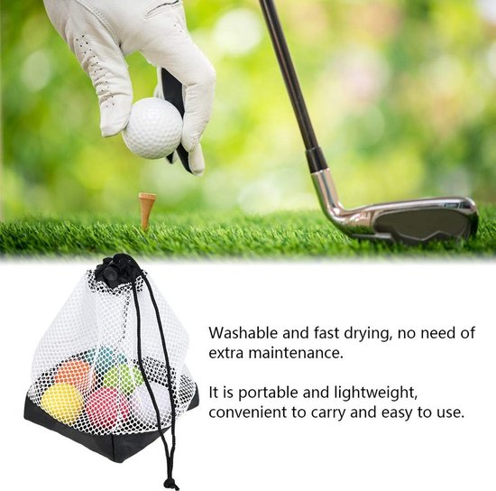 Golf Ball Bag - Nylon Mesh Golf Pouch - Opbergzak voor Golf met Trekkoord Sluiting - Geschikt voor 36 Golfballen - 1 Pack - Sportaccessoires van GOLF — afbeelding 5