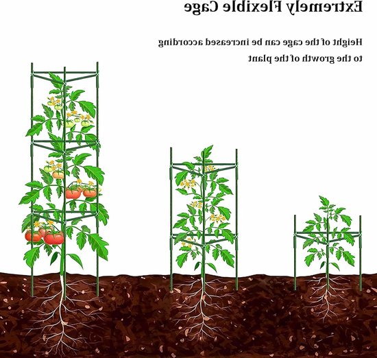 Verstelbare Steunen voor Tomatenplanten - Set van 3 Tuinsteunen voor Klimplanten, Ondersteuning voor Groenten en Bloemen, Ideaal voor Buiten in de Tuin (120cm) — afbeelding 2