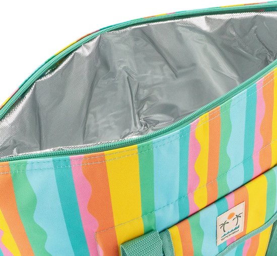 Spokey SAN REMO - Koeltas 28L - Isolatietas - Strandtas - Streepmotief - Rits - Pocket met klittenbandsluiting - Aluminium voering - 52x20x40 cm van Spokey — afbeelding 4
