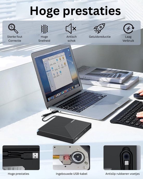 Externe DVD Brander USB 3.0 & USB-C - draagbare CD/DVD speler — afbeelding 5