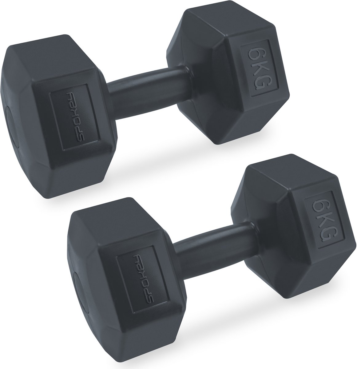 Spokey MONSTER set dumbbells – 2x6 kg hexagon halters voor fitness en thuisworkouts
