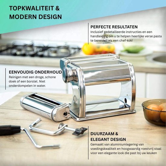 Pastamachine Handmatig RVS met Pasta Droogrek - voor spaghetti & lasagne van Merkloos — afbeelding 5