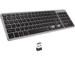 Elementkey V07 Draadloos Toetsenbord met Numeriek Toetsenblok – Bluetooth 3.0/5.2 & 2.4GHz USB – Oplaadbaar – Stil Scissor Keyboard – Compatibel met iPad, Tablet, Laptop, PC, MacBook, Windows, iOS, Android en macOS
