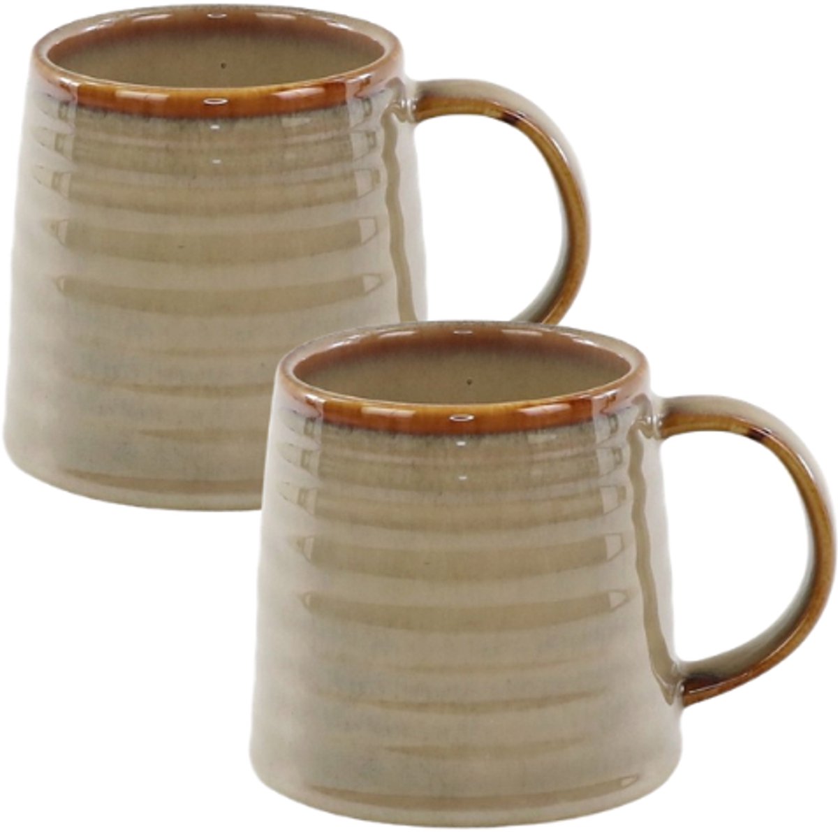 MPLCo - Ombre Insta Mok - Koffiemok met Reactieve Glazuur - Set van 2 - Theemok Groot - Modern Design - Oven & Magnetron Bestendig - Handgemaakte Beker - Vaatwasserbestendig - Keramiek - 400ml - Lichtbruin